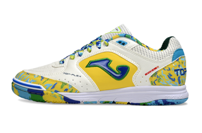 Men's Joma Top Flex IC Indoor & Futsal Low-Tops Football Shoes - White/Yellow/Blue