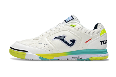 Men's Joma Top Flex IC Indoor & Futsal Low-Tops Football Shoes - White/Yellow/Jade