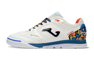 Men's Joma Top Flex IC Indoor & Futsal Low-Tops Football Shoes - White/Black/Blue