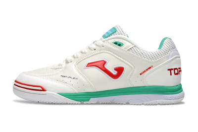 Men's Joma Top Flex IC Indoor & Futsal Low-Tops Football Shoes - White/Red/Green