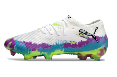 Men's Puma Future 8 Ultimate FG Firm Ground Low-Tops Football Boots - White/Purple/Blue