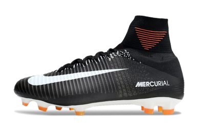 Men's Nike Zoom Mercurial Superfly 5 Elite FG Firm Ground High-Tops Football Boots - Black/White/Red