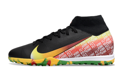 Unisex Nike Air Zoom Mercurial Superfly 10 Elite TF Artificial Turf High-Tops Football Shoes - Black/Yellow/Red