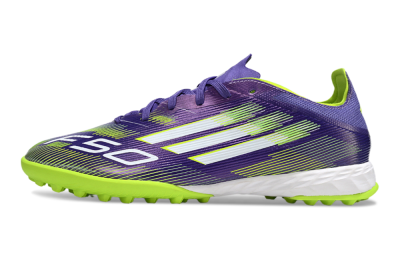 Men's Adidas F50 Pro TF Artificial Turf Low-Tops Football Shoes - Purple/Silver/Yellow