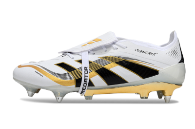 Men's Adidas Predator 25 Elite Foldover Tongue SG Soft Ground Low-Tops Football Boots - White/Black/Gold