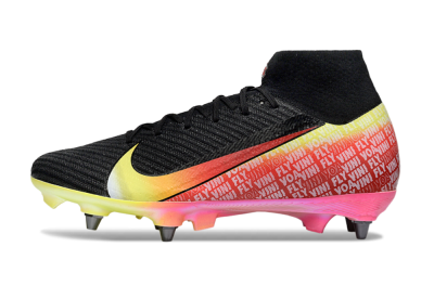 Men's Nike Air Zoom Mercurial Superfly 10 Elite SG Soft Ground High-Tops Football Boots - Black/Yellow/Red