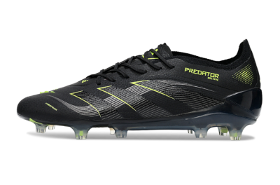 Men's Adidas Predator 25 Elite FG Firm Ground Low-Tops Football Boots - Black/Silver/Yellow