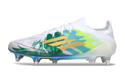 Men's Adidas F50 Elite SG Soft Ground Low-Tops Football Boots - White/Green/Gold