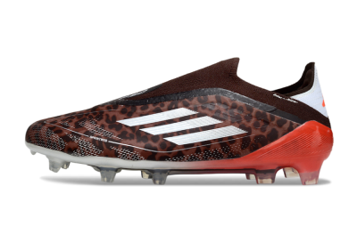 Unisex Adidas F50 Elite Laceless FG Firm Ground Low-Tops Football Boots - Leopard/Red/Silver