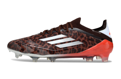 Unisex Adidas F50 Elite FG Firm Ground Low-Tops Football Boots - Leopard/Red/Silver