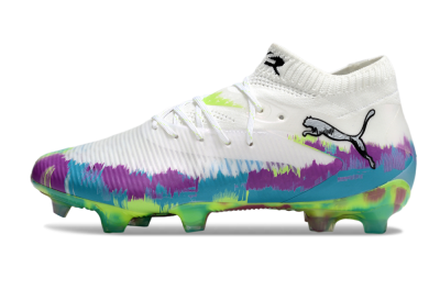 Unisex Puma Future 8 Ultimate FG Firm Ground Low-Tops Football Boots - White/Purple/Yellow/Blue