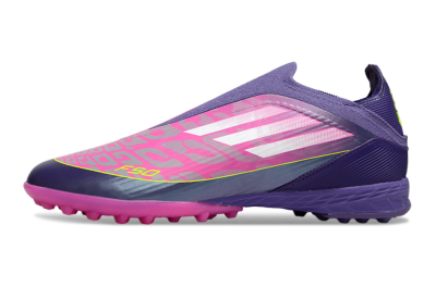 Unisex Adidas F50 Elite Laceless TF Artificial Turf Low-Tops Football Shoes - Pink/Purple/Yellow