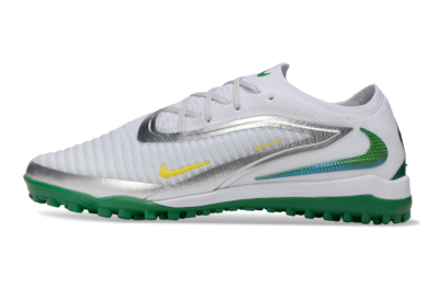Men's Nike Phantom 6 Low Elite TF Artificial Turf Low-Tops Football Shoes - White/Silver/Yellow