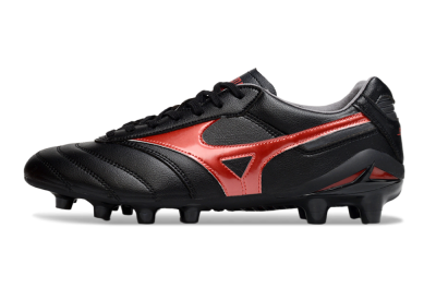 Men's Mizuno Morelia 2 FG Firm Ground Low-Tops Football Boots - Black/Red