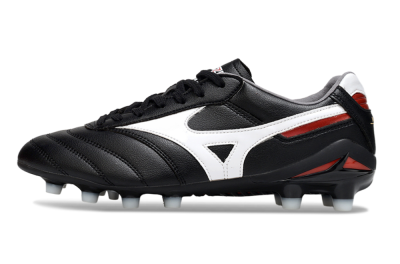 Men's Mizuno Morelia 2 FG Firm Ground Low-Tops Football Boots - Black/White/Red