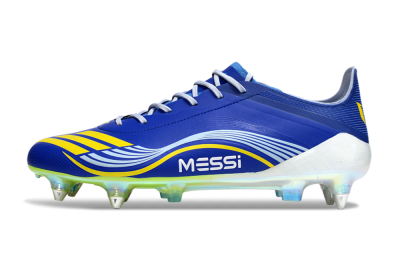 Men's Messi x Adidas F50 Elite SG Soft Ground Low-Tops Football Boots - Blue/Yellow/White