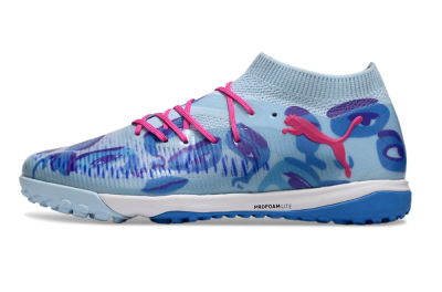 Men's Puma Future 8 Ultimate TF Artificial Turf Low-Tops Football Shoes - Blue/Pink/White