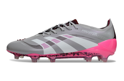 Unisex Adidas Predator 25 Elite FG Firm Ground Low-Tops Football Boots - Grey/Silver/Red