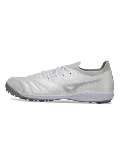 Men's Mizuno Morelia Neo 4 TF Artificial Turf Low-Tops Football Shoes - White/Silver Mist/Carbon Gray