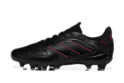 Men's Adidas Copa Pure 2 FG Firm Ground Low-Tops Football Boots - Black/Crimson Burst/Sleek Charcoal