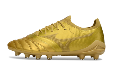 Men's Mizuno Morelia Neo 4 FG Firm Ground Low-Tops Football Boots - Gold/Metallic Gold/Shiny Gold