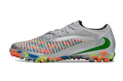 Unisex Nike Phantom 6 Low Elite TF Artificial Turf Low-Tops Football Shoes - Gray/Neon Orange/Electric Blue