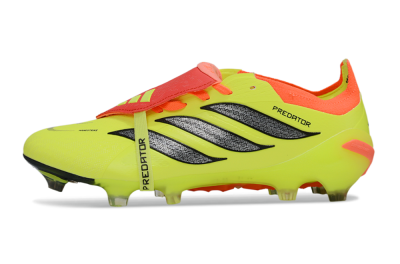 Men's Adidas Predator 26 Elite Fold-Over Tongue FG Firm Ground Low-Tops Football Boots - Yellow/Vibrant Neon/Flaming Coral