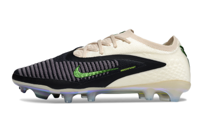 Men's Nike Phantom 6 Low Elite FG Firm Ground Low-Tops Football Boots - Black/Electric Green/Champagne