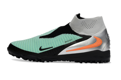 Unisex Nike Phantom 6 Elite High TF Artificial Turf High-Tops Football Shoes - Mint/Coral Orange/Silver Grey