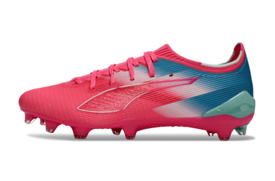 Men's Puma Ultra Ultimate FG Firm Ground Low-Tops Football Boots - Pink/Aqua Splash/Coral Burst