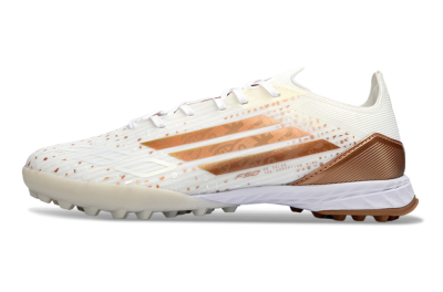 Men's Adidas F50 Pro TF Artificial Turf Low-Tops Football Shoes - White/Copper Gold/White