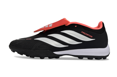 Men's Adidas Predator 25 Elite Fold-Over Tongue TF Artificial Turf Low-Tops Football Shoes - Black/Fiery Red/White