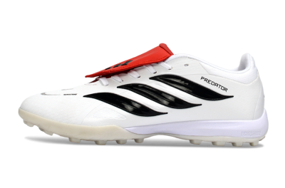 Men's Adidas Predator 26 Elite Fold-Over Tongue TF Artificial Turf Low-Tops Football Shoes - White/Crimson Red/Black