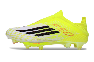 Unisex Adidas F50 Lightstrike Pro Laceless FG Firm Ground Low-Tops Football Boots - Yellow/Luminous Yellow/Electric Green