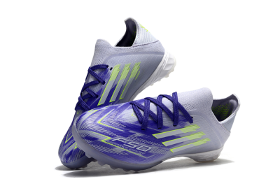 Kids Adidas F50 Elite TF Artificial Turf Low-Tops Football Shoes - Purple/Electric Green/Soft Gray