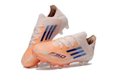 Kids Adidas F50 Elite FG Firm Ground Low-Tops Football Boots - Orange/Coral Sunset/Blue Accent