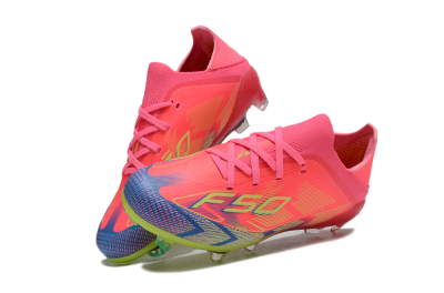 Kids Adidas F50 Elite FG Firm Ground Low-Tops Football Boots - Pink/Electric Pink/Neon Green