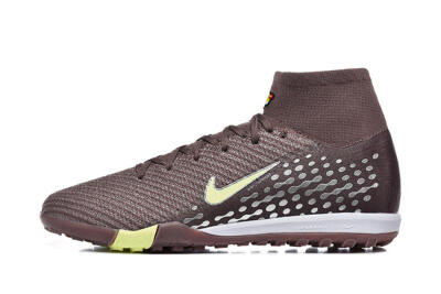 Men's Nike Air Zoom Mercurial Superfly 10 Elite TF Artificial Turf High-Tops Football Shoes - Brown/Lime Green/Gray