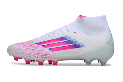 Men's Adidas F50 Elite Mid FG Firm Ground Low-Tops Football Boots - White/Neon Pink/Cyan Blue
