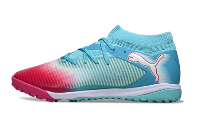 Men's Puma Future 8 Ultimate TF Artificial Turf Low-Tops Football Shoes - Aqua/Coral Pink/Soft Blue