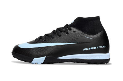 Kids Nike Air Zoom Mercurial Superfly 10 Elite TF Artificial Turf High-Tops Football Shoes - Black/Sky Blue/Black