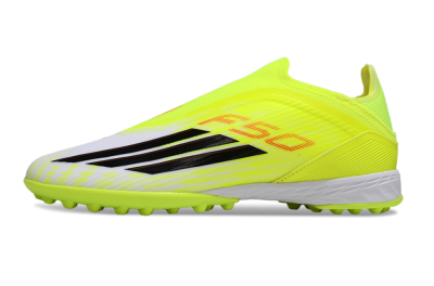 Unisex Adidas F50 Elite Laceless TF Artificial Turf Low-Tops Football Shoes - Yellow/Neon Yellow/Crisp White