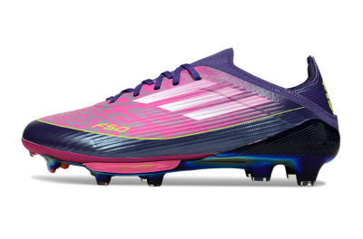 Unisex Adidas F50 Elite Lightstrike Pro FG Firm Ground Low-Tops Football Boots - Pink/Neon Yellow/Deep Purple