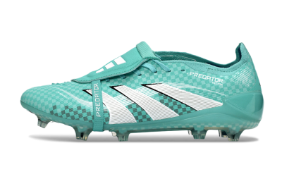 Unisex Adidas Predator 25 Elite Fold-Over Tongue FG Firm Ground Low-Tops Football Boots - Aqua/Turquoise Blue/White