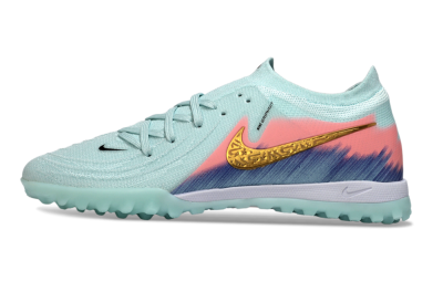 Men's Nike Phantom GX 2 Elite TF Artificial Turf Low-Tops Football Shoes - Aqua/Peach Burst/Deep Blue