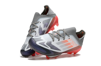 Kids Adidas F50 Elite Lightstrike Pro FG Firm Ground Low-Tops Football Boots - Gray/Electric Pink/Deep Purple