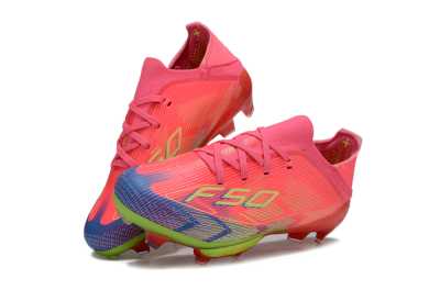 Kids Adidas F50 Elite Lightstrike Pro FG Firm Ground Low-Tops Football Boots - Pink/Neon Green/Flash Red