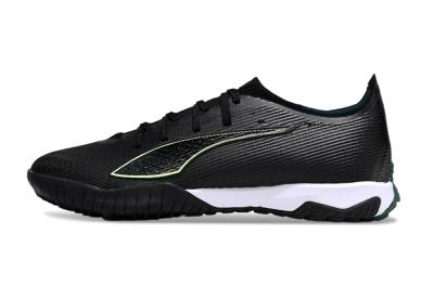 Men's Puma Ultra Ultimate TF Artificial Turf Low-Tops Football Shoes - Black/Emerald Glint/White Shine