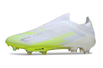 Men's Adidas F50 Lightstrike Pro Laceless FG Firm Ground Low-Tops Football Boots - Yellow/Neon Lime/White