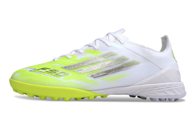 Men's Adidas F50 Pro TF Artificial Turf Low-Tops Football Shoes - White/Lime Burst/Neon Glow